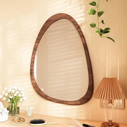 Brightique Irregular Wall Mirror Living Room Decoration Modern Girls Mirror Funky Wooden Asymmetrical Bathroom Espelhos Home Decorations