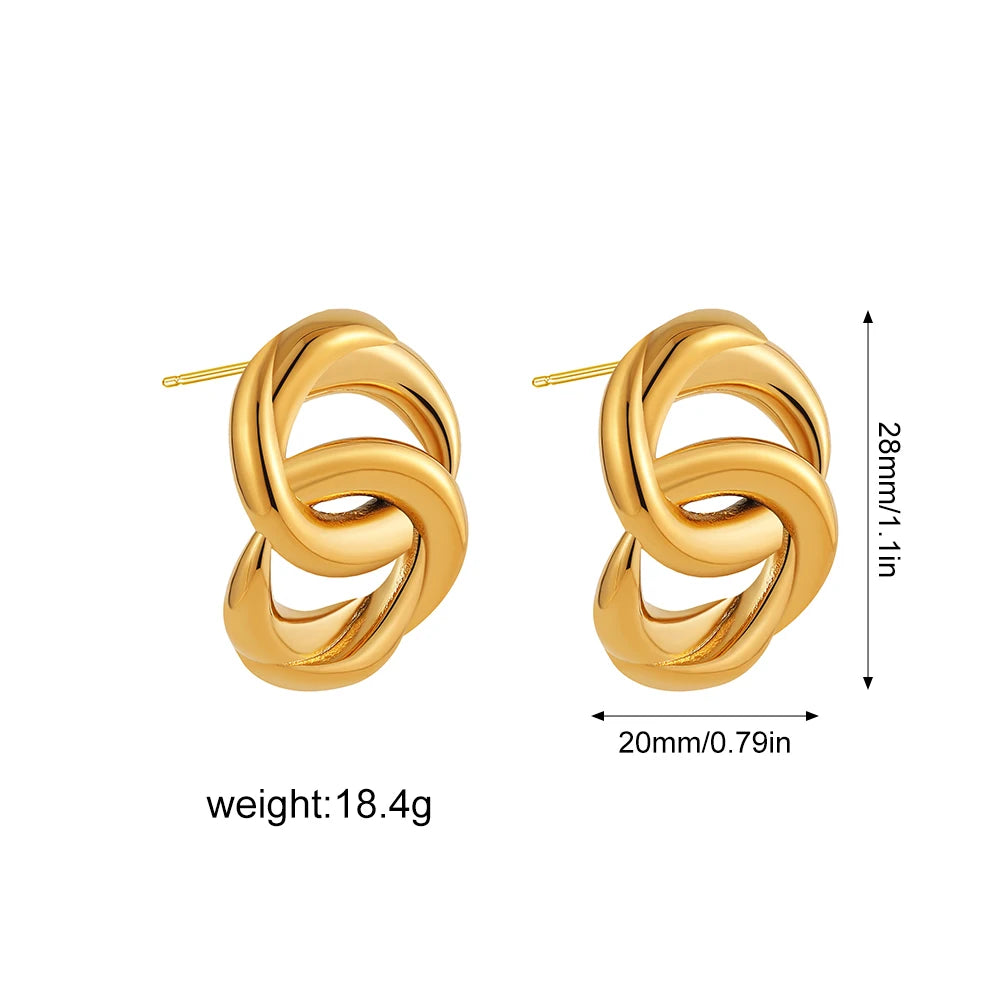 Creative Gold Plated Stainless Steel Round Geometric Earrings