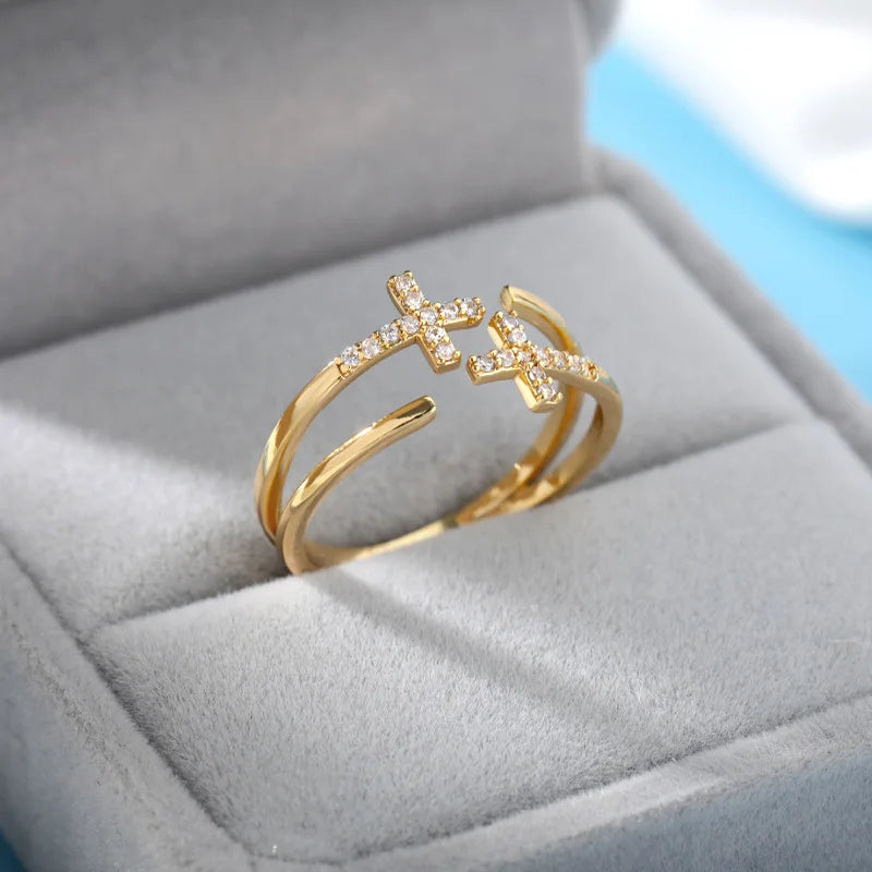 18K Gold Plated Zircon Bridal Ring Set