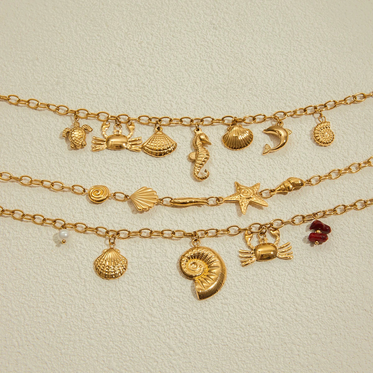 Beach Ocean Wind Conch Freshwater Pearl Pendant Necklace