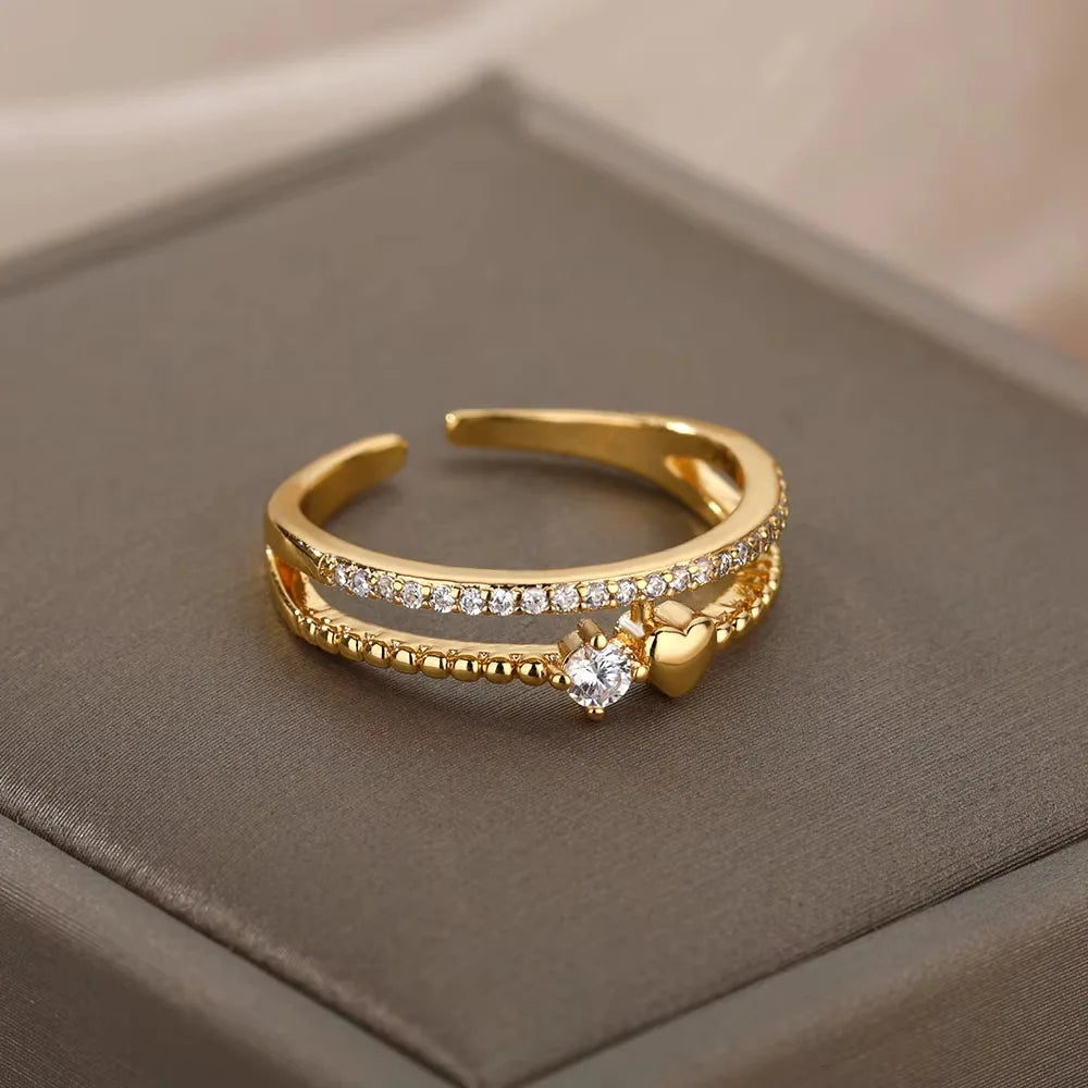 18K Gold Plated Zircon Bridal Ring Set
