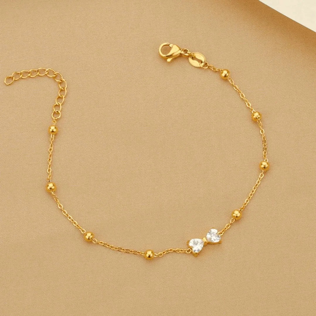 Bow shiny zircon bracelet
