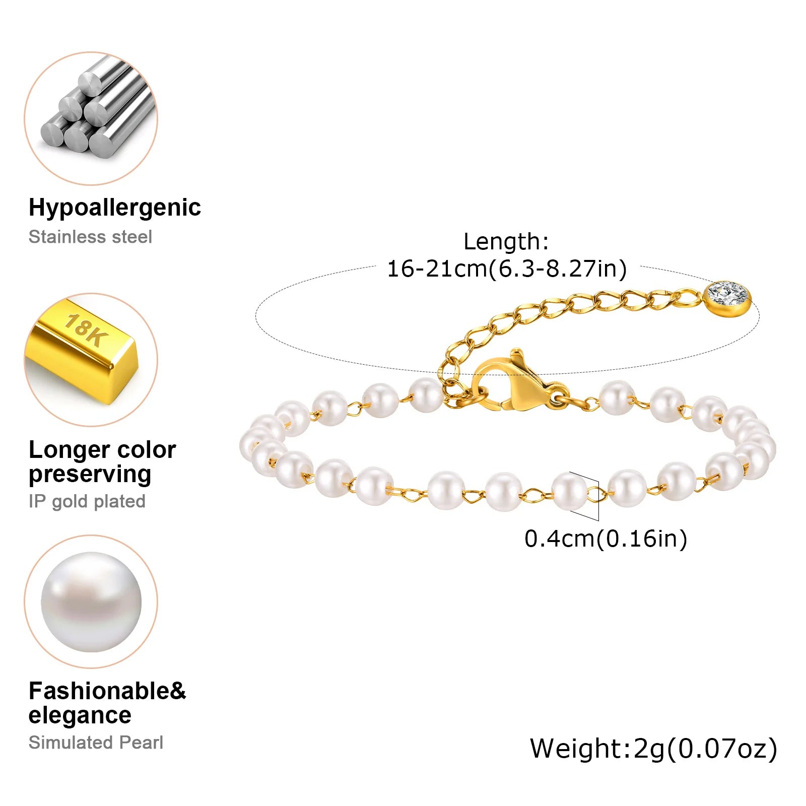 Elegant Simulated Pearl Beads Bracelets