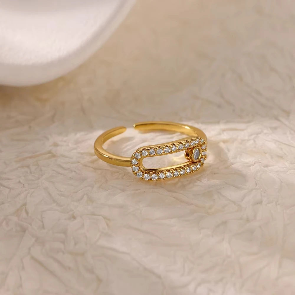 18K Gold Plated Zircon Bridal Ring Set