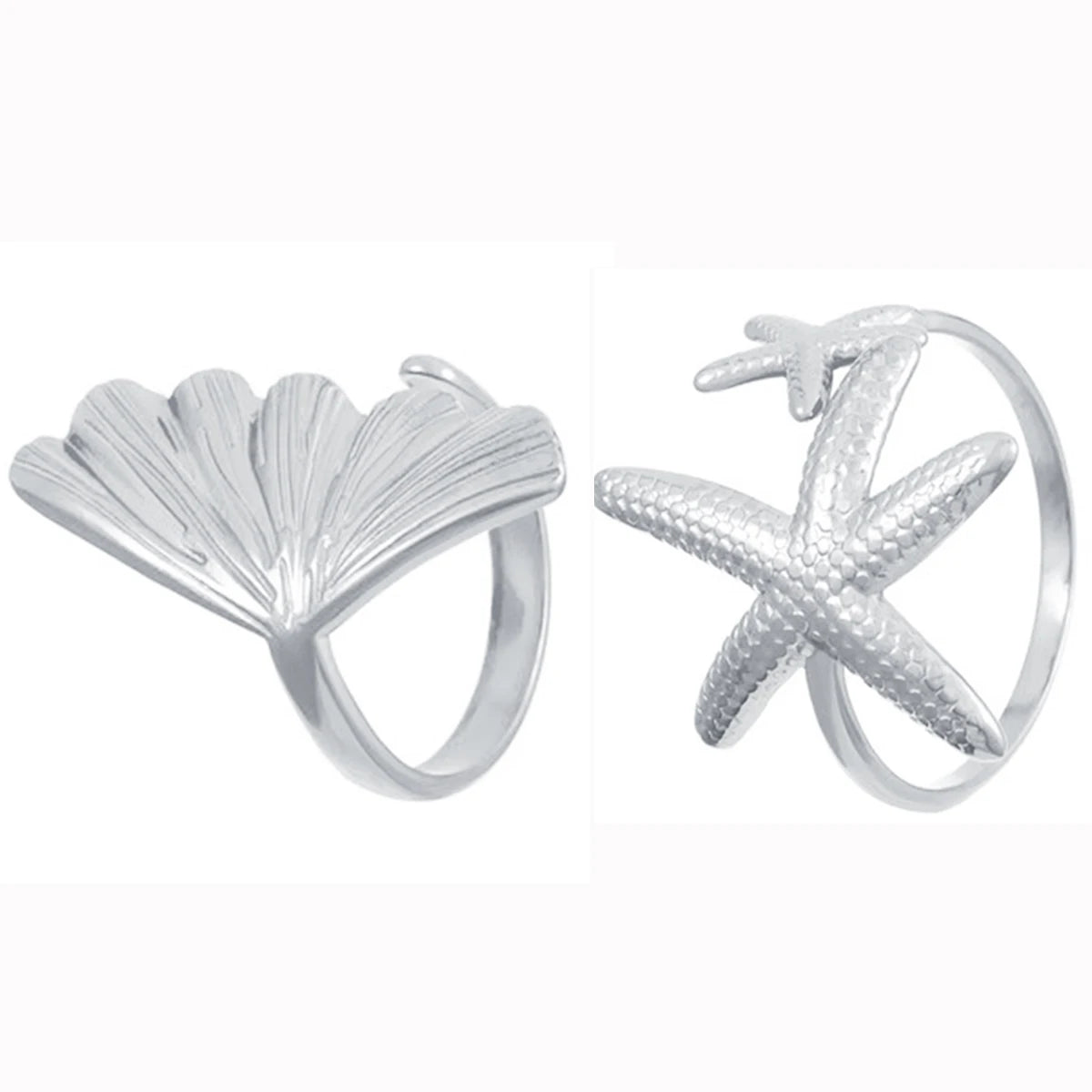 2/3pcs/Lot Stainless Steel Creative Starfish Shell Rings