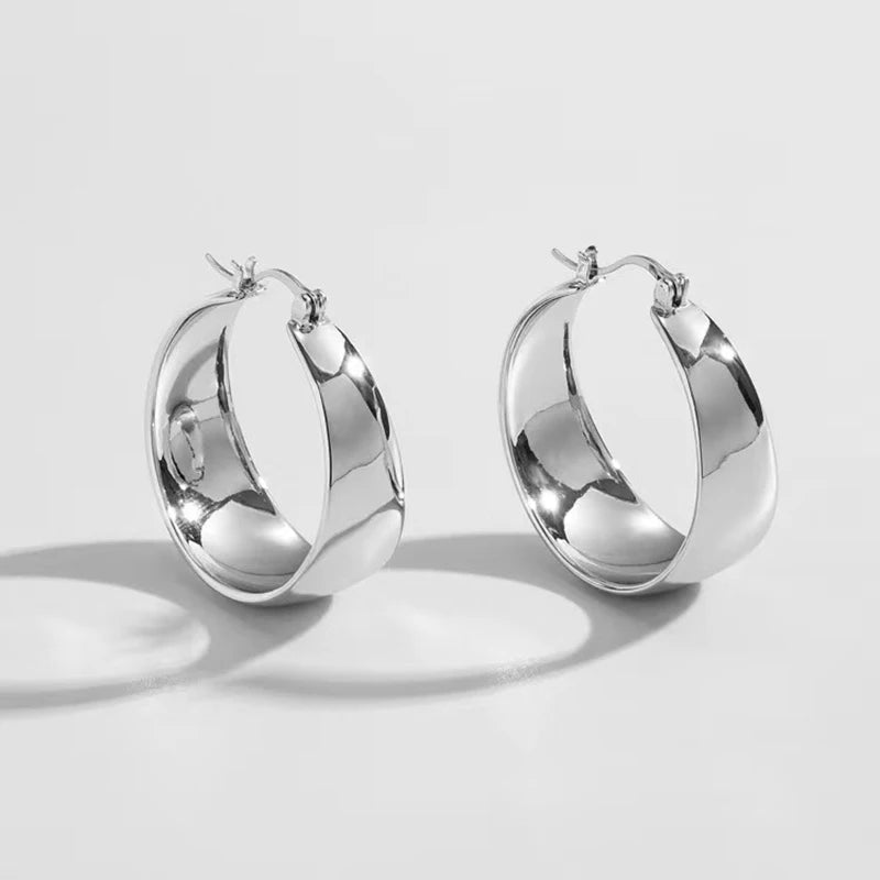 Onekiss Round Stainless Steel Hoop Earrings