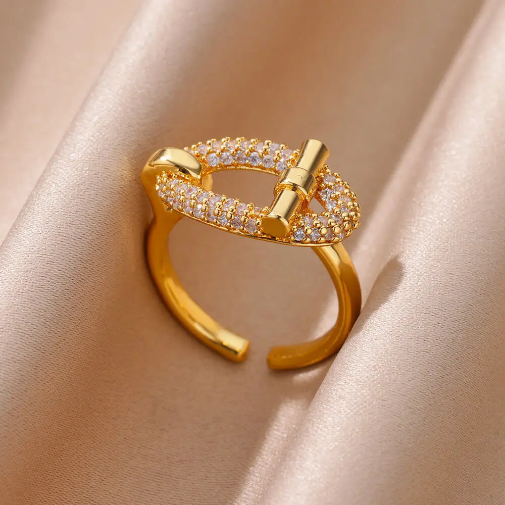 18K Gold Plated Zircon Bridal Ring Set