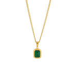 Emerald Zirconia Geometric Square Pendant Necklace