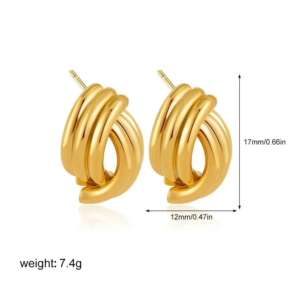 Wide C Shape Rust Proof Stud Earrings