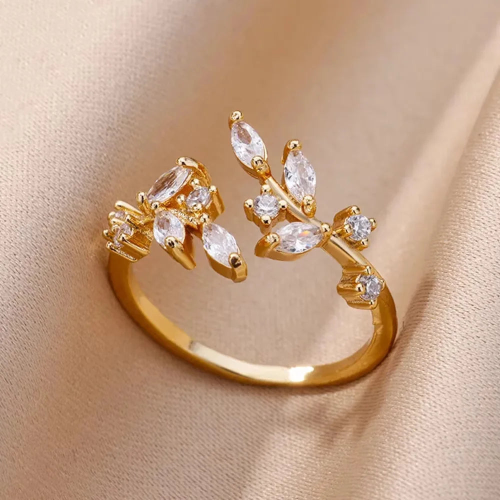 18K Gold Plated Zircon Bridal Ring Set