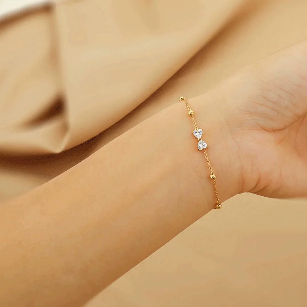 Bow shiny zircon bracelet