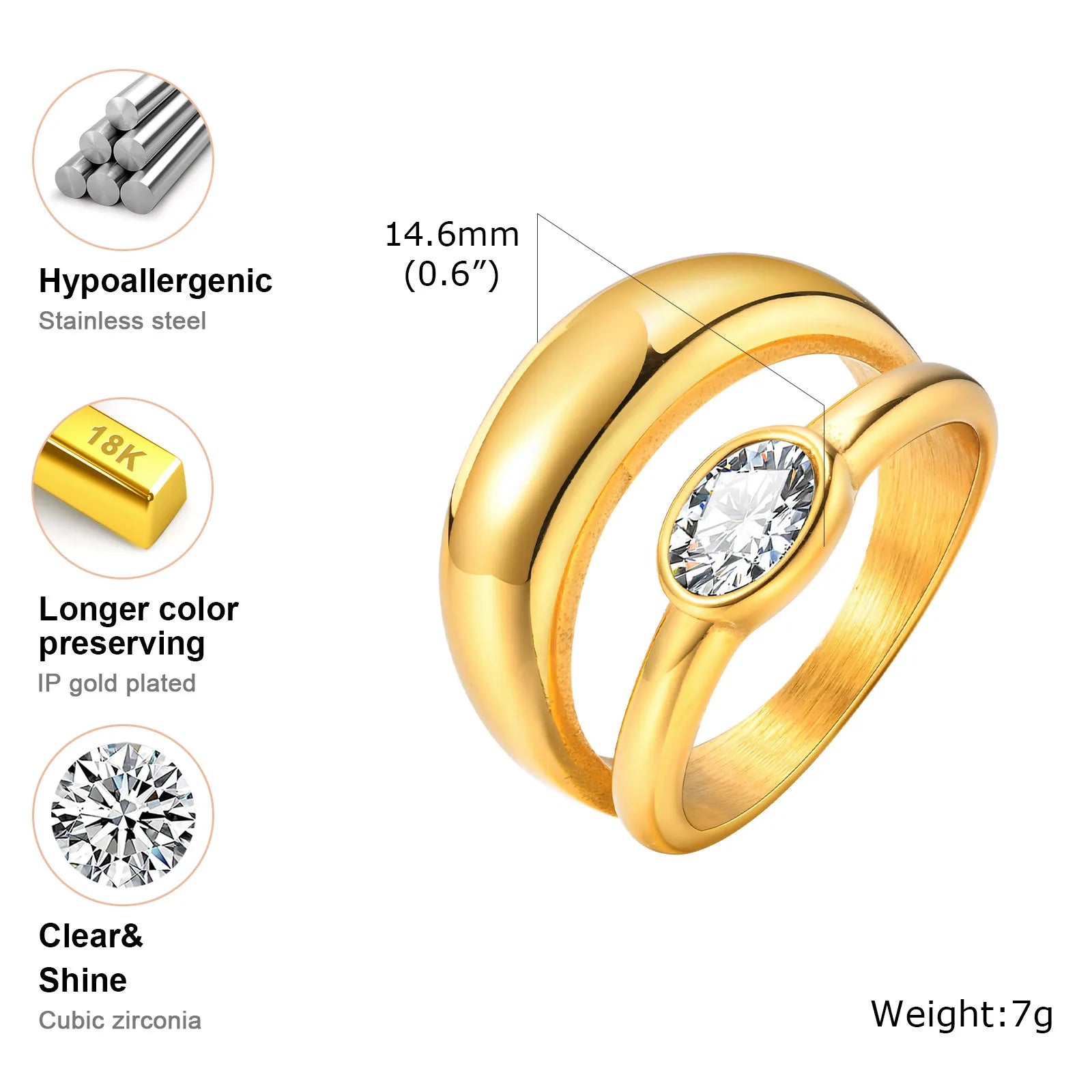 Brightique Stainless Steel Geometric Fashion Ring