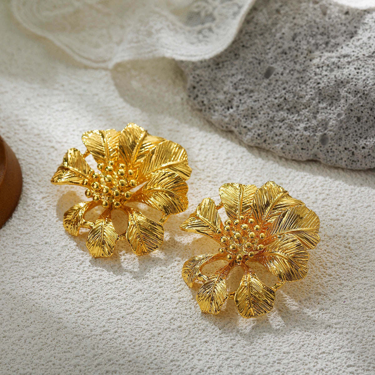 Metal Flower Stud Earrings