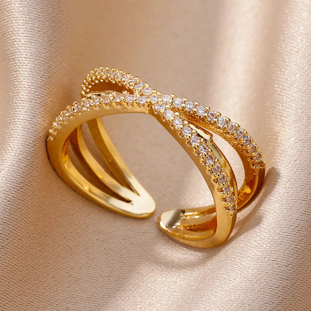 18K Gold Plated Zircon Bridal Ring Set