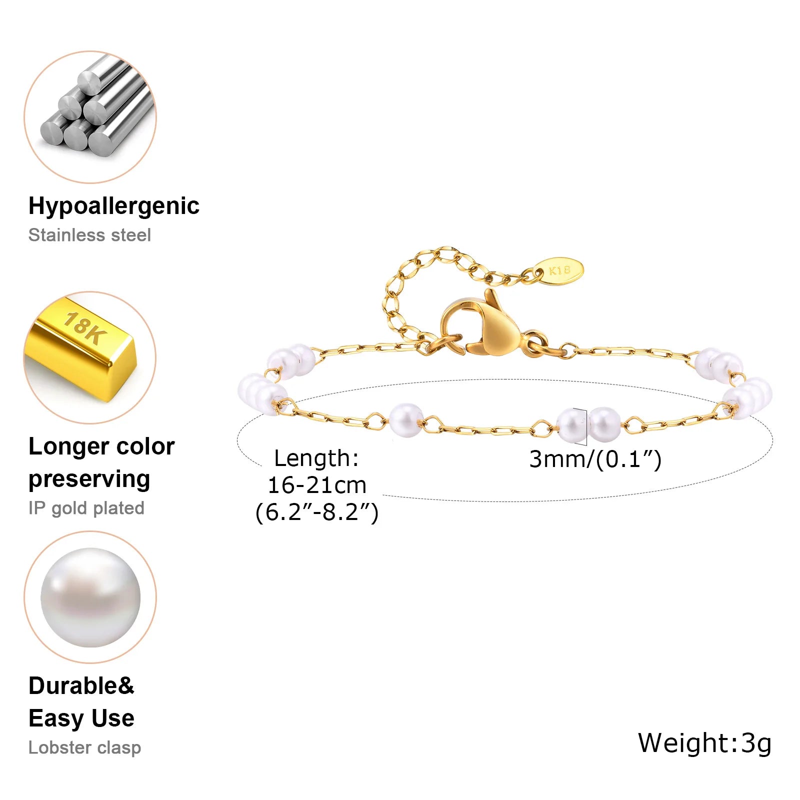 Elegant Simulated Pearl Beads Bracelets