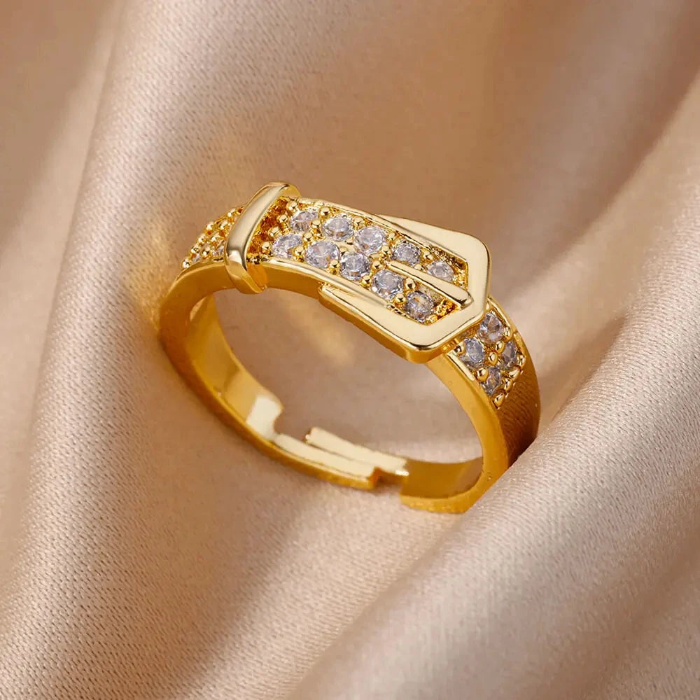 18K Gold Plated Zircon Bridal Ring Set